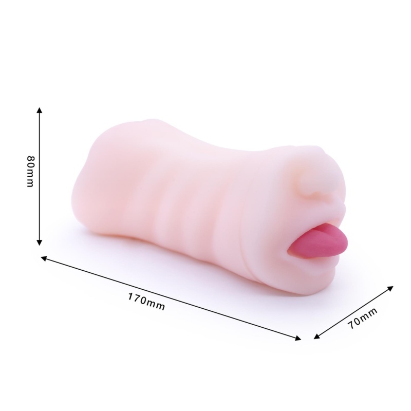 Masturbator Double Head - Usta i Pochwa, Podwójne Wejście, Faktura Wewnętrzna, Kompaktowe Wymiary - 5