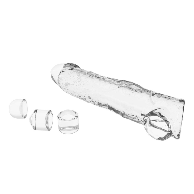 Nakładka powiększająca Extension Penis Sleeve z modułowymi wkładkami - przezroczysta - 26 cm - 6