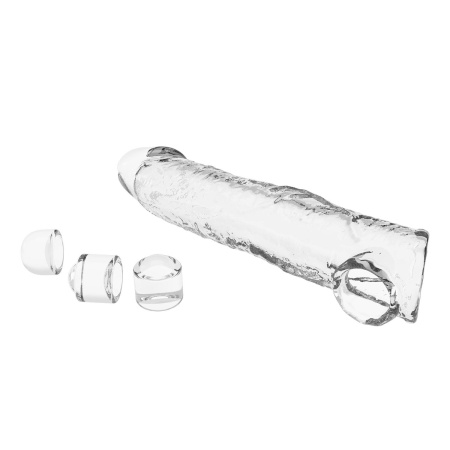 Nakładka powiększająca Extension Penis Sleeve z modułowymi wkładkami - przezroczysta - 26 cm - 6