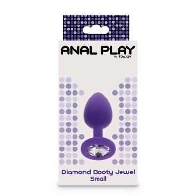 Korek analny Booty Jewel Small Purple o długości 7 cm z kryształkiem - 1 2
