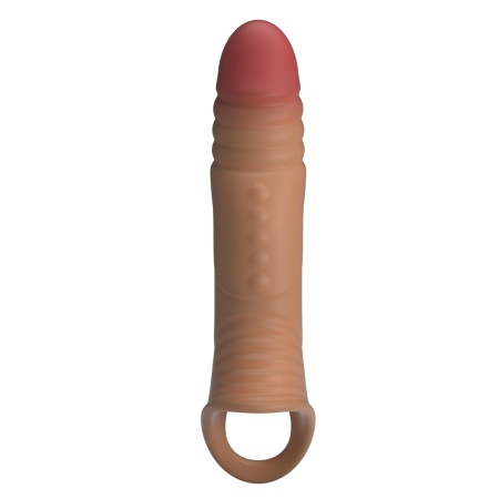 Nakładka na penisa 8.7” z wibracjami i paskiem na jądra, 22 cm - 2