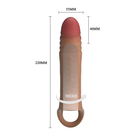 Nakładka na penisa 8.7” z wibracjami i paskiem na jądra, 22 cm - 7