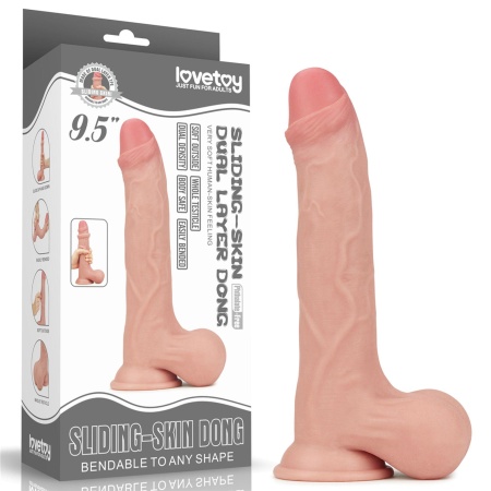 Sliding Skin Dual Layer Dong z jądrami 24 cm Jasnoróżowy - 1