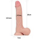 Sliding Skin Dual Layer Dong z jądrami 24 cm Jasnoróżowy - 2