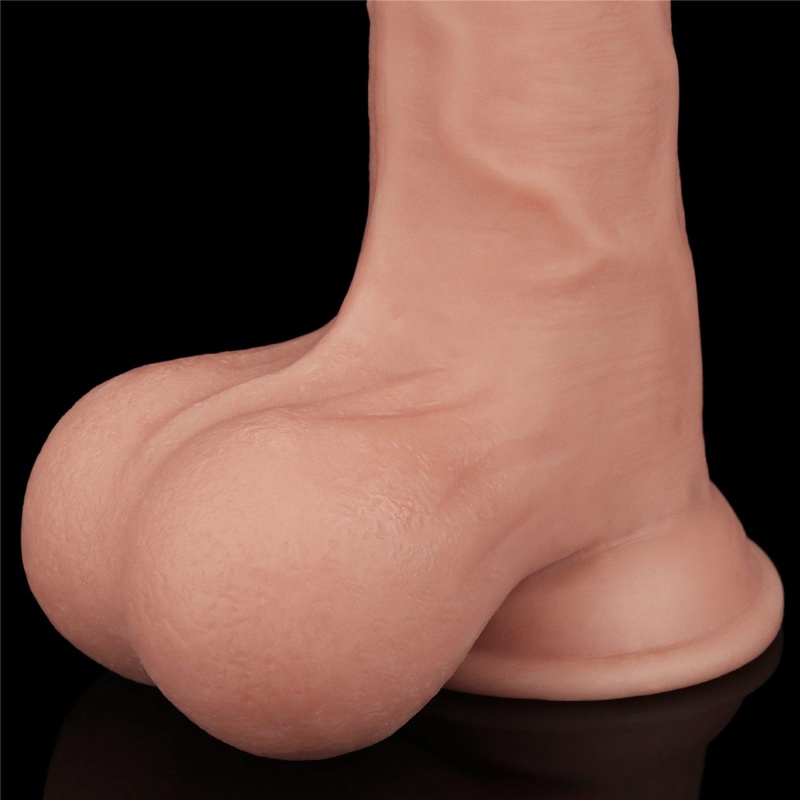 Sliding Skin Dual Layer Dong z jądrami 24 cm Jasnoróżowy - 10