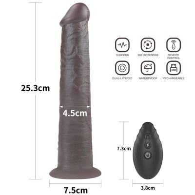 Wibrator realistyczny Dual Layered Silicone Rotator 25,4 cm, czarny - 1 2