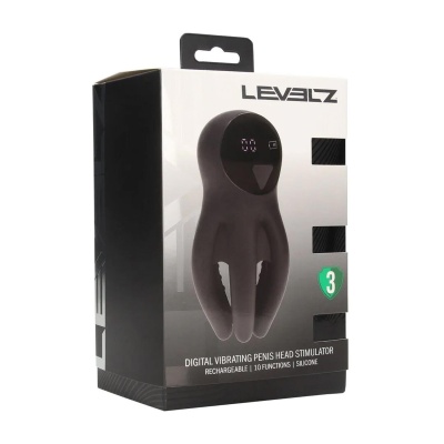 Digital Vibrating Silicone Penis Head Stimulator with Tentacles - Black - 1