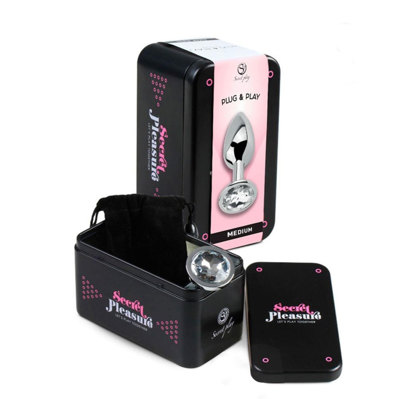 CLEAR CRYSTAL JEWELLED METAL BUTT PLUG M - 1