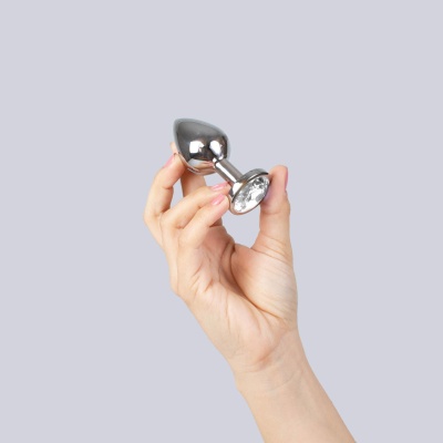 CLEAR CRYSTAL JEWELLED METAL BUTT PLUG M - 1 2