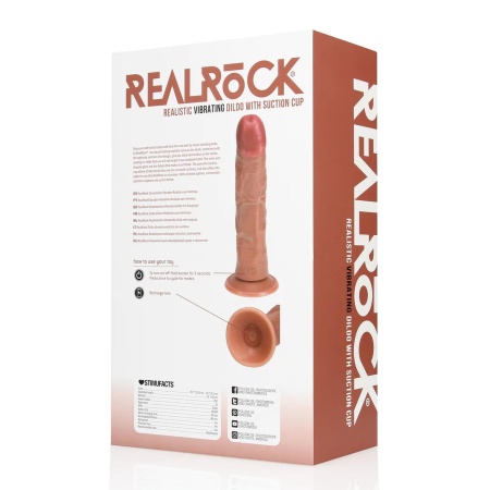 Wibrujące dildo RealRock Regular Curved Cock - zakrzywione, z przyssawką, 20,5 cm - 3
