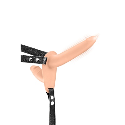 DOUBLE STRAP-ON VIBRATING FLESH STRAP-ON DILDO - 1