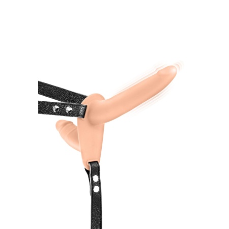 DOUBLE STRAP-ON VIBRATING FLESH STRAP-ON DILDO - 1