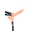 Strap-On Double Vibrating Flesh - podwójne dildo 15,5 cm i 8,7 cm, 10 trybów wibracji, pasek regulowany - 1