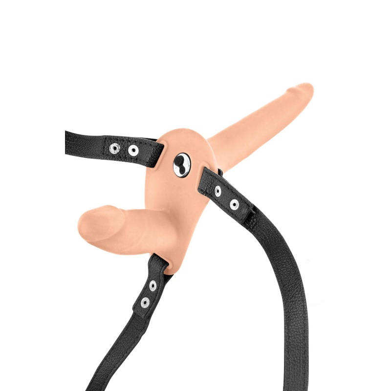 DOUBLE STRAP-ON VIBRATING FLESH STRAP-ON DILDO - 4