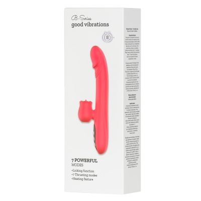 Silicone Vibrator 7 Powerful Modes - Licking, 7 ThrustingHeating, Red - 1