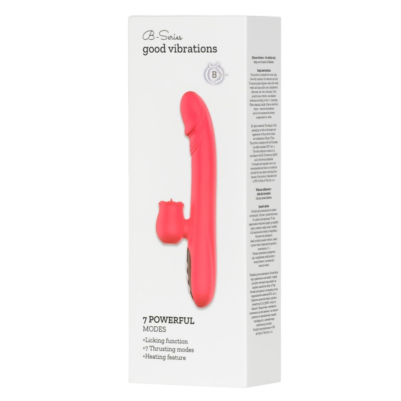 Silicone Vibrator 7 Powerful Modes - Licking, 7 ThrustingHeating, Red - 1