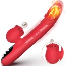 Silicone Vibrator 7 Powerful Modes - Licking, 7 ThrustingHeating, Red - 6