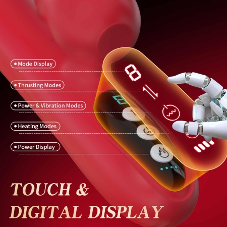 Silicone Vibrator 7 Powerful Modes - Licking, 7 ThrustingHeating, Red - 8