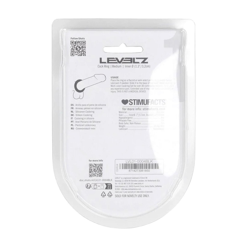 Liquid Silicone Cockring - M - Black - 3