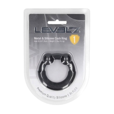 Metal and Silicone Cockring - Black - 1