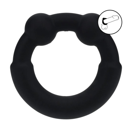 Metal and Silicone Cockring - Black - 7