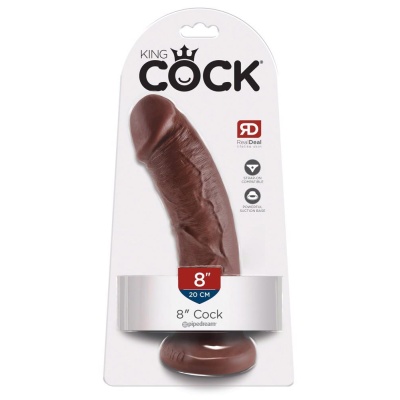 King Cock 8" Cock Brown – Realistyczne Dildo z Przyssawką i Uprzężą Strap-on, 21,5 cm - 1