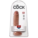 Realistyczne Dildo z Jądrami i Stopką Ssącą, model 7-calowy, Tan, 17,8 cm - 1