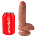 Realistyczne Dildo z Jądrami i Stopką Ssącą, model 7-calowy, Tan, 17,8 cm - 2