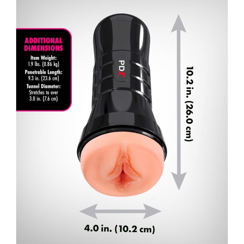 Masturbator PDX Extreme Wet Pussies Super Luscious Lips XXL — samonawilżający materiał Fanta-Flesh z regulacją podciśnienia, 26 - 6