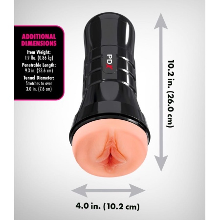 Masturbator PDX Extreme Wet Pussies Super Luscious Lips XXL — samonawilżający materiał Fanta-Flesh z regulacją podciśnienia, 26 - 6
