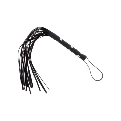 Short Studded Flogger Whip Black - 1
