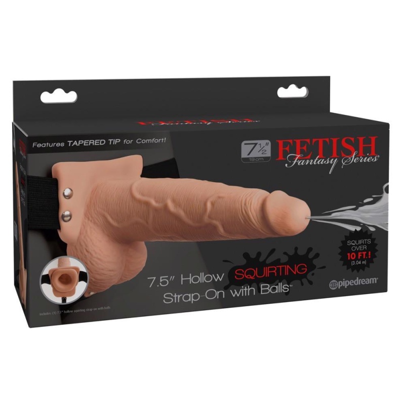 Strap-On Fetish Fantasy 7.5" – pusty dildo ze spryskiwaniem (squirt) i regulowanym pasem 71,1–132,1 cm, długość 21,6 cm - 1