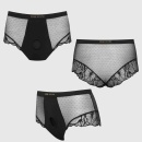 Harness Lingerie Divine XS Black - bielizna high-waisted shorty z elastycznym pierścieniem silikonowym, obwód pasa 63-69 cm - 8