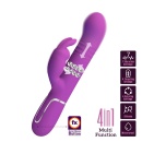 Wibrator króliczek Coale Purple - podwójne silniki, 7 wibracji, 4 rotacje, 4 tryby wypychania, silikon, opak. 290 × 105 × 65 mm - 2