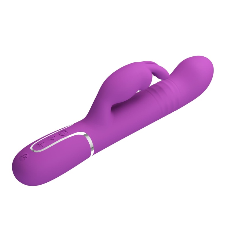 Wibrator króliczek Coale Purple - podwójne silniki, 7 wibracji, 4 rotacje, 4 tryby wypychania, silikon, opak. 290 × 105 × 65 mm - 6