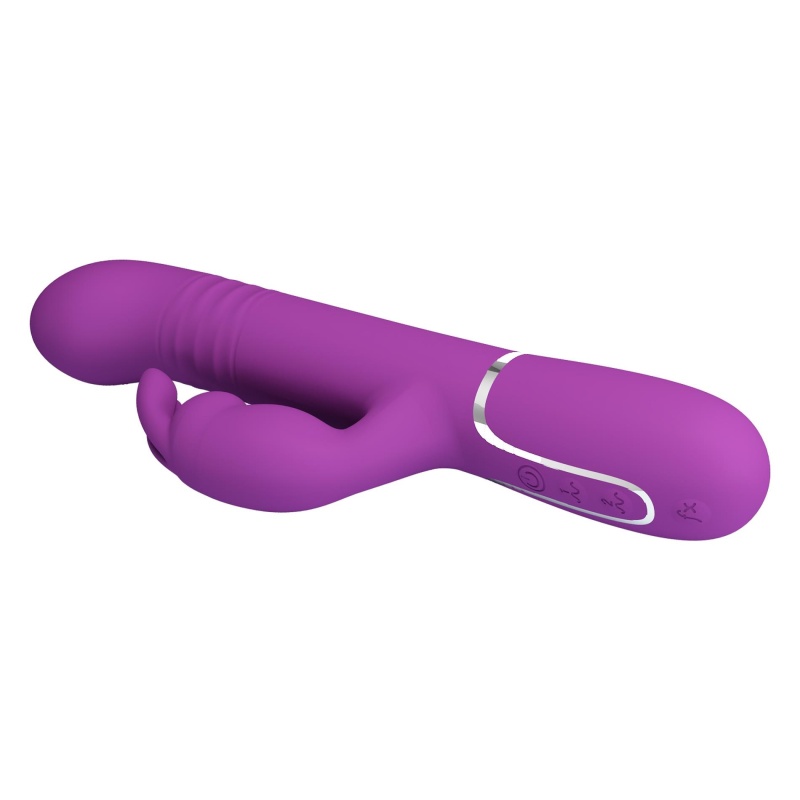 Wibrator króliczek Coale Purple - podwójne silniki, 7 wibracji, 4 rotacje, 4 tryby wypychania, silikon, opak. 290 × 105 × 65 mm - 7