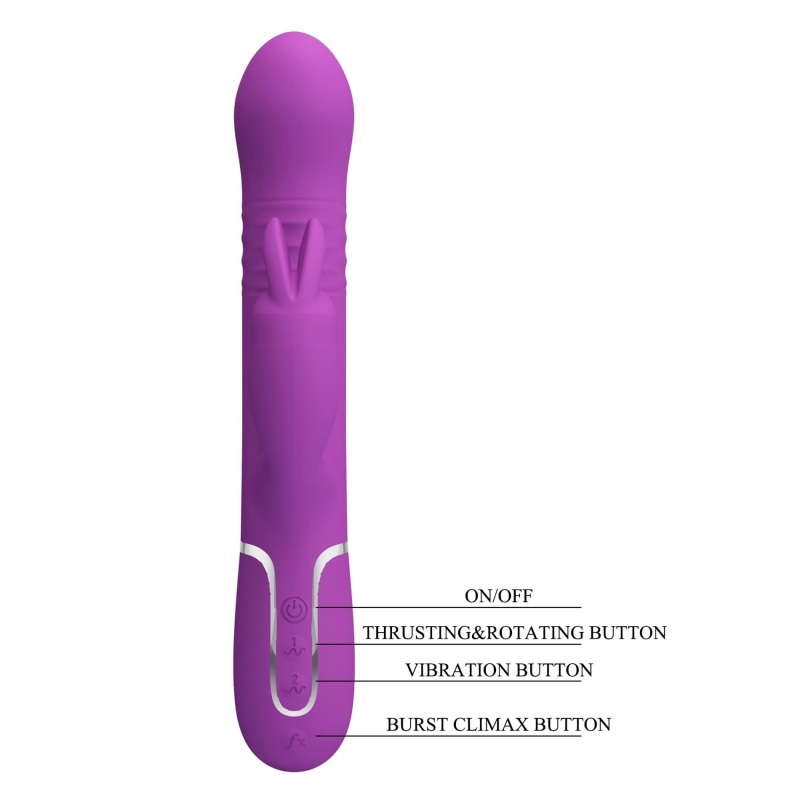 Wibrator króliczek Coale Purple - podwójne silniki, 7 wibracji, 4 rotacje, 4 tryby wypychania, silikon, opak. 290 × 105 × 65 mm - 10