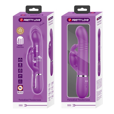 Wibrator króliczek Coale Purple - podwójne silniki, 7 wibracji, 4 rotacje, 4 tryby wypychania, silikon, opak. 290 × 105 × 65 mm - 12
