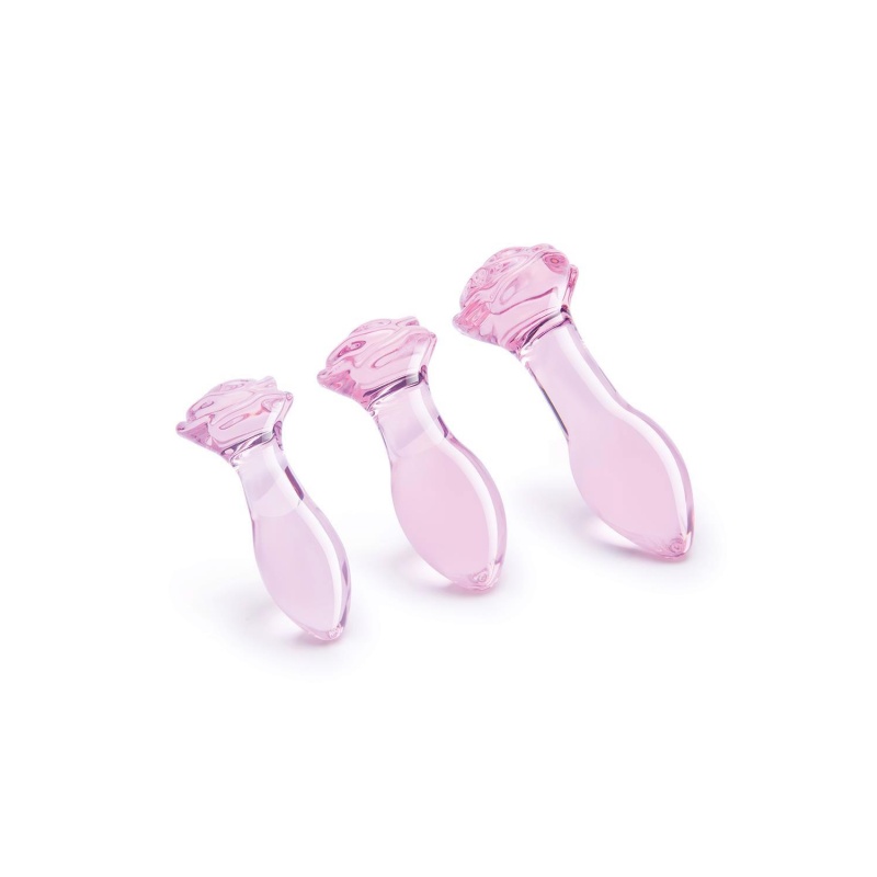 GLAZE GLASS ROSEBUD ANAL TRANING SET - 3