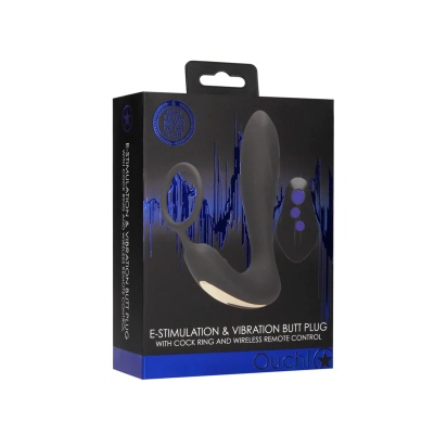 E-stim Vibrating Butt Plug  Cockring - 1 2