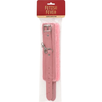Fetish Fever - Cuffs With Fur - Pink - 1 2