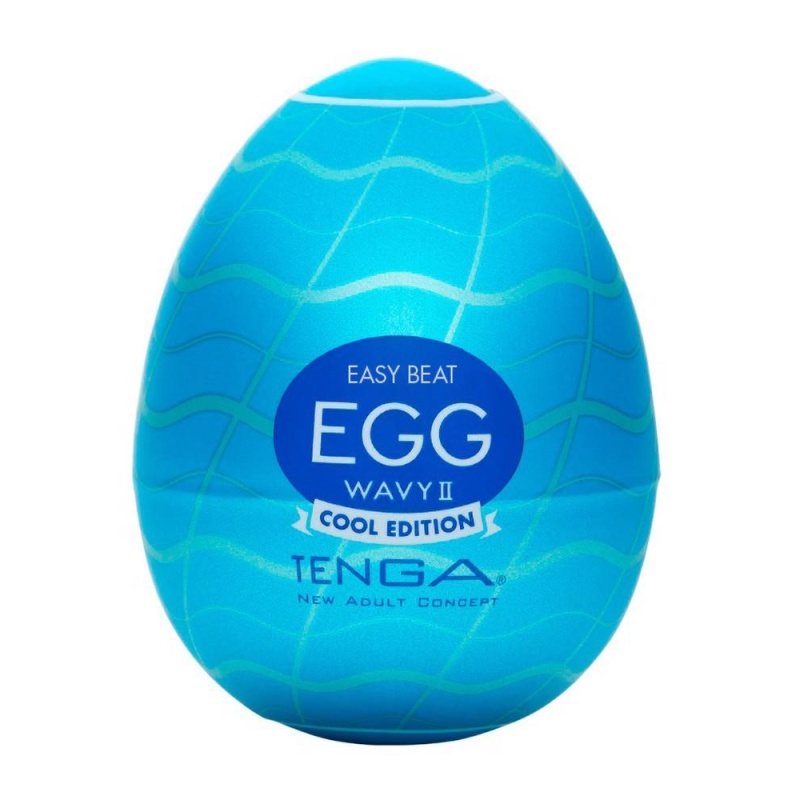Egg Wavy II Cool - zestaw sześciu jednorazowych masturbatorów z chłodzącym lubrykantem mentolowym, długość 7 cm - 2