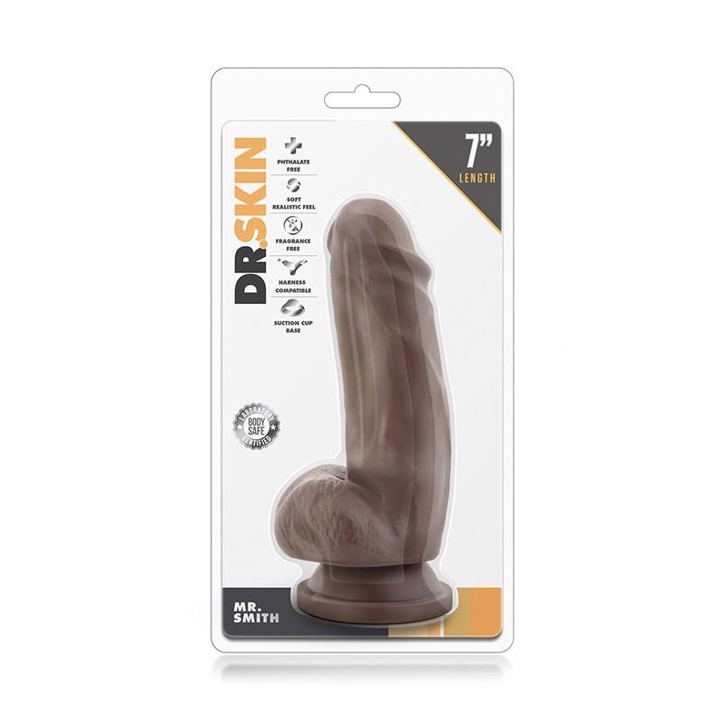Dildo Dr. Skin Mr. Smith 7'' - realistyczna faktura żył, przyssawka, 17,8 cm - 1