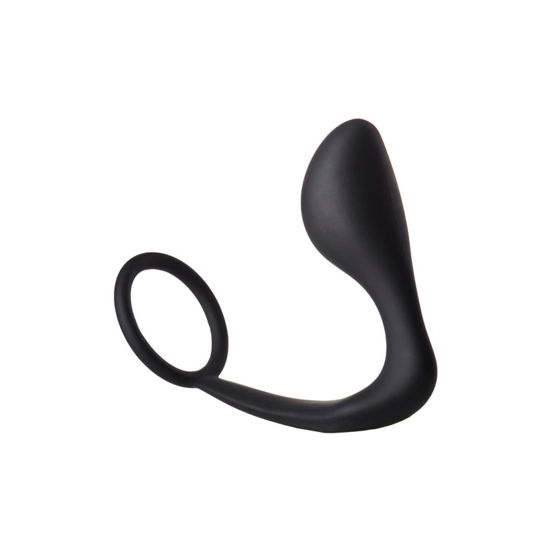 Korek analny z pierścieniem na penisa FantASStic, czarny, silikon, 12 cm x 3,4 cm - 4