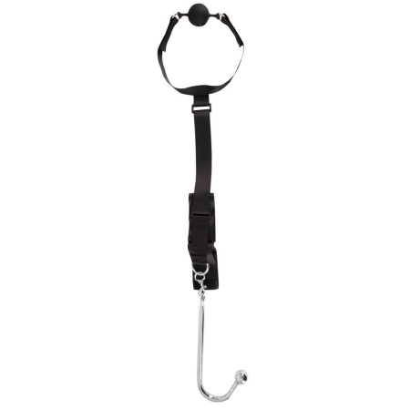 Zestaw Bondage z Hakiem Analnym 24 cm - Regulowany Pas 26-44 cm i Knebel Kulkowy 4,4 cm - 3