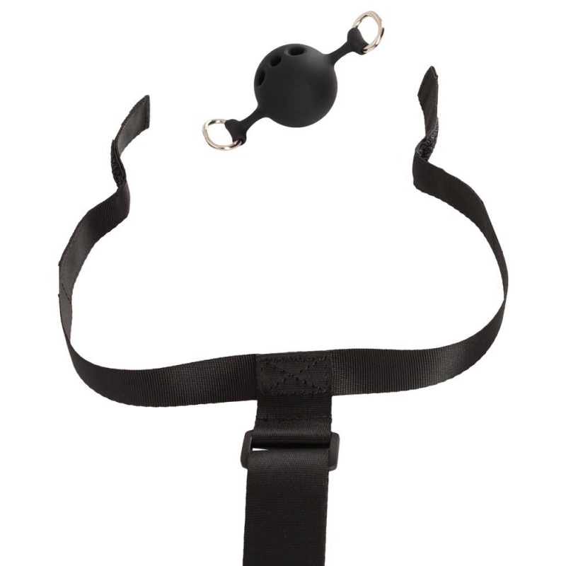 Zestaw Bondage z Hakiem Analnym 24 cm - Regulowany Pas 26-44 cm i Knebel Kulkowy 4,4 cm - 7