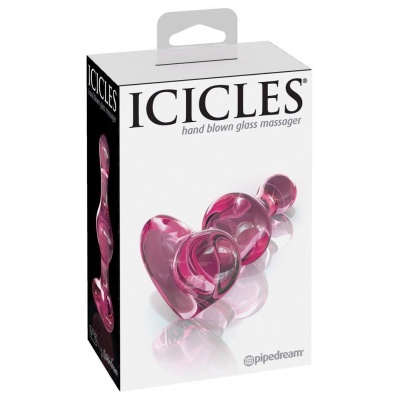 Szklany korek analny Icicles No. 75 Pink – ręcznie formowane, hipoalergiczne szkło borokrzemowe, 9,5 cm - 1