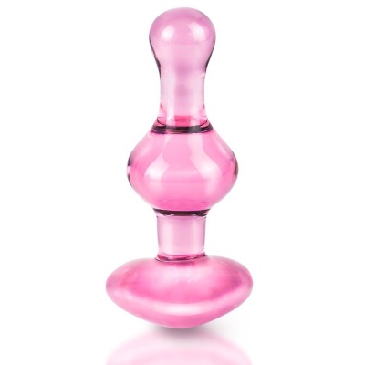 Szklany korek analny Icicles No. 75 Pink – ręcznie formowane, hipoalergiczne szkło borokrzemowe, 9,5 cm - 1 2