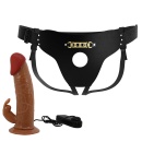 Strap-On Marion z regulowanymi nylonowymi paskami i wibracją - dildo 19 cm - 2