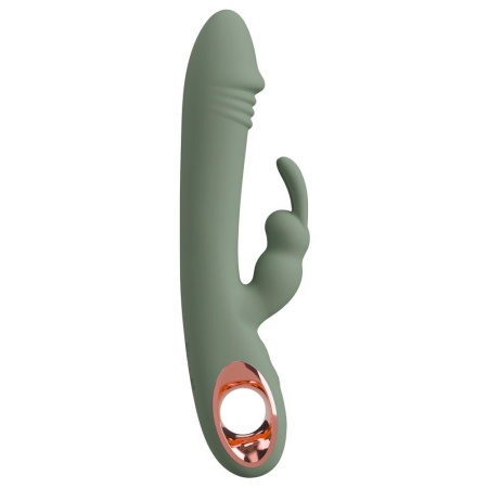 Wibrator króliczek Slim Rabbit Olive - podwójna stymulacja, 2 silniki, długość 21,4 cm - 3